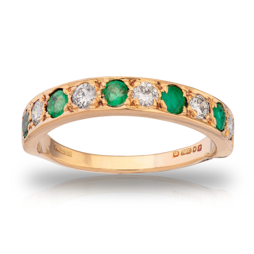 18ct Yellow Gold Diamond Emerald Band Ring – Dobson Fine Jewellery