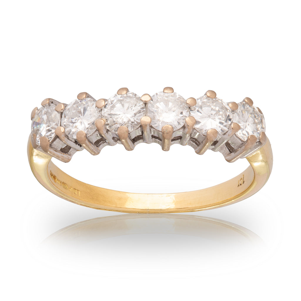18ct Yellow Gold Six Stone ct Diamond Half Eternity Ring – Dobson Fine ...