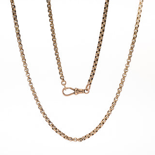 Antique 9ct Rose Gold Muff Chain Belcher And Bar Link Necklace (37")