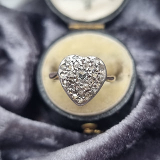 Victorian 18ct Yellow Gold Old Cut Diamond Heart Love Ring