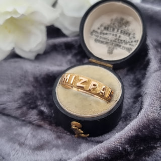 Victorian 18ct Peach Gold Mizpah Band Ring