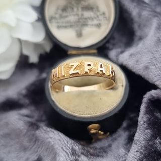 Victorian 18ct Peach Gold Mizpah Band Ring