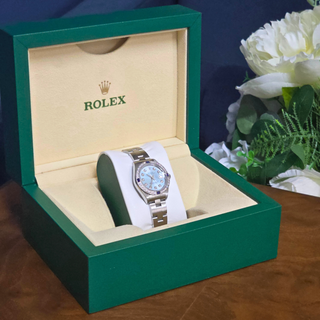 Rolex Datejust Ladies 79160 – 28mm – Steel – Custom Diamond & Sapphire Bezel – Tiffany Blue Diamond Dial – Automatic
