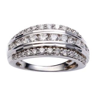 18ct White Gold 1ct Diamond White Gold Dome Band Ring