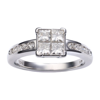 18ct White Gold 0.75ct Diamond Square Set Solitaire Style Ring