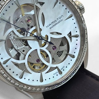 Hamilton Jazzmaster Diamond Skeleton Ladies - Automatic - 36mm - Blue Strap - Mother of Pearl Skeleton Dial (2015)