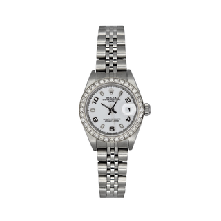 Rolex Ladies' Date 79240 - Automatic - 26mm - Custom Diamond & White Gold Bezel with White Dial