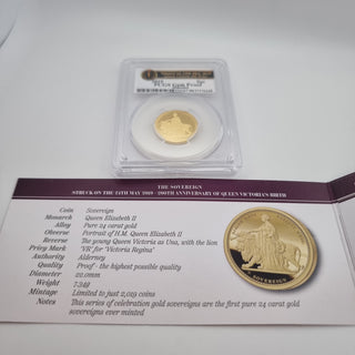 PCGS Graded 2019 24ct Gold Queen Victoria 200th Anniversary Proof Sovereign Set