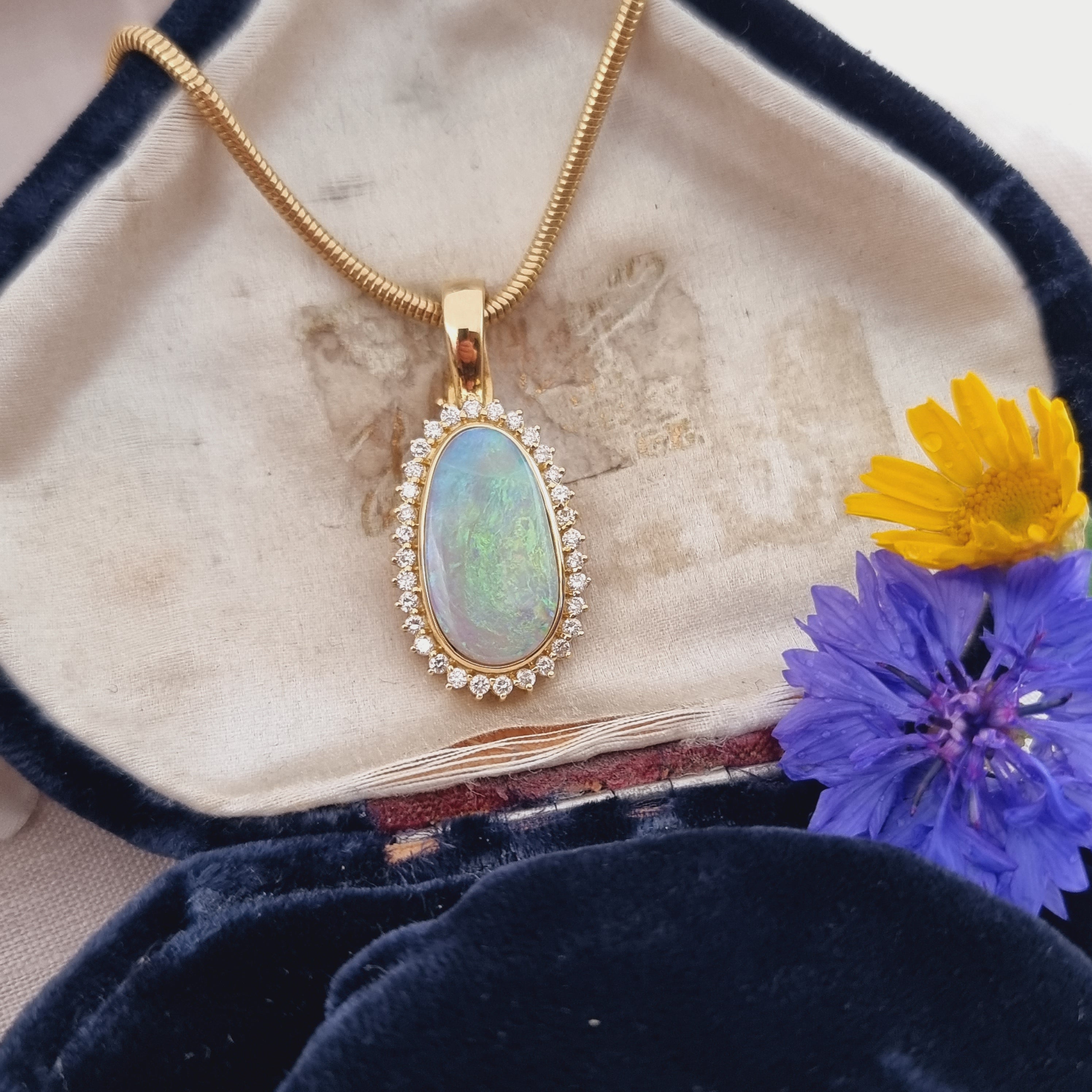 Opal pendant store necklace gold