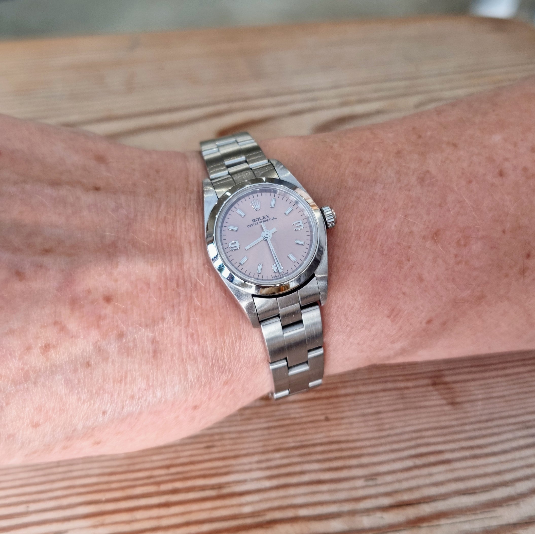 Ladies Rolex Oyster Perpetual Pink Dial Full Set Reference