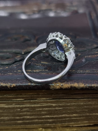 Platinum 1.3ct Diamond And 2ct Blue Sapphire Cluster Ring