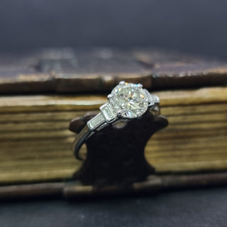 Vintage Art Deco Platinum 1.56ct Natural Diamond Solitaire Engagement Ring