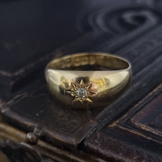 Antique 18ct Yellow Gold Diamond Set Star Pinky Ring c1890s