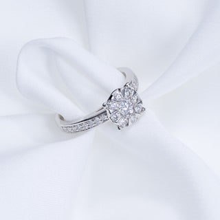 Large Platinum 1ct Natural Diamond Cluster Ring