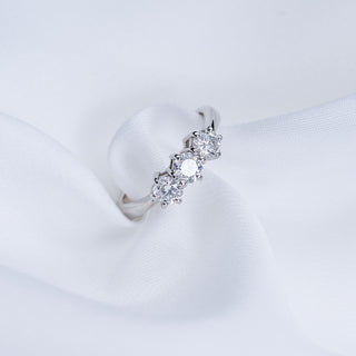 0.75ct Natural Diamond Palladium Trilogy Three Stone Ring