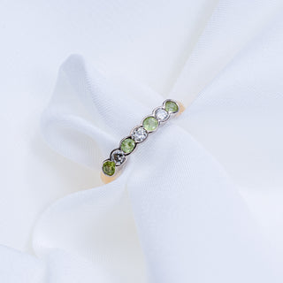 Vintage 22ct Gold Half Eternity Ring With Diamonds And Peridot STONES #sold# resize J 1/2