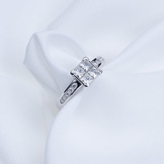 18ct White Gold 0.75ct Diamond Square Set Solitaire Style Ring