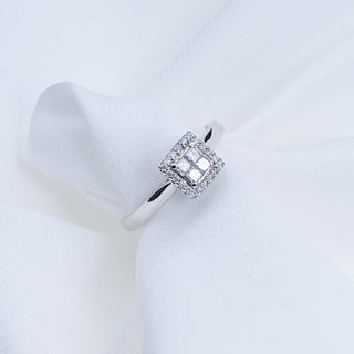 18ct White Gold Art Deco Style 0.25ct Square Setting Ring