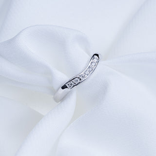 18ct White Gold Wishbone Curved Diamond Set Half Eternity Band Ring