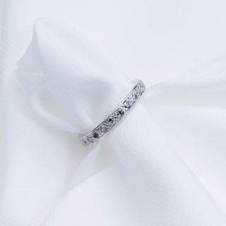 Antique Platinum Hand Tooled Diamond Full Eternity Band Ring