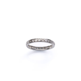 Antique Platinum Hand Tooled Diamond Full Eternity Band Ring