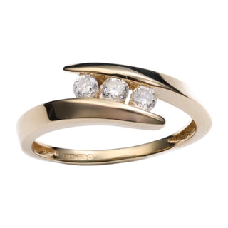 18ct Yellow Gold 0.25ct Diamond Trilogy Ring
