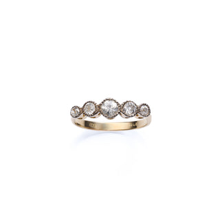 Antique 18ct Yellow Gold 0.85ct Old Cut Diamond Five Stone Ring
