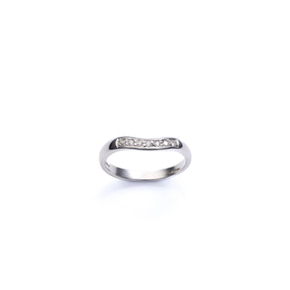 18ct White Gold Wishbone Curved Diamond Set Half Eternity Band Ring