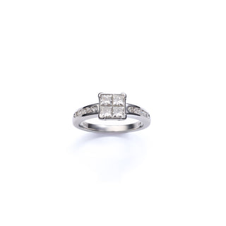 18ct White Gold 0.75ct Diamond Square Set Solitaire Style Ring