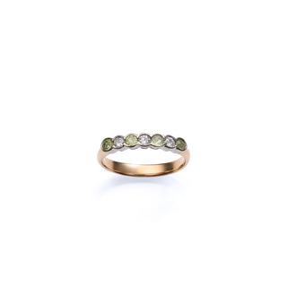 Vintage 22ct Gold Half Eternity Ring With Diamonds And Peridot STONES #sold# resize J 1/2