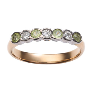Vintage 22ct Gold Half Eternity Ring With Diamonds And Peridot STONES #sold# resize J 1/2