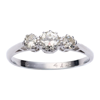 Antique 18ct Gold And Platinum Old Cut 0.5ct Diamond Trilogy Ring