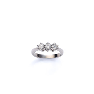 0.75ct Natural Diamond Palladium Trilogy Three Stone Ring
