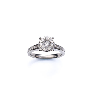 Large Platinum 1ct Natural Diamond Cluster Ring