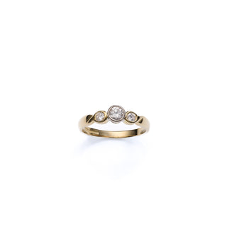 Vintage 18ct Yellow Gold Diamond Bespoke Style Trilogy Ring