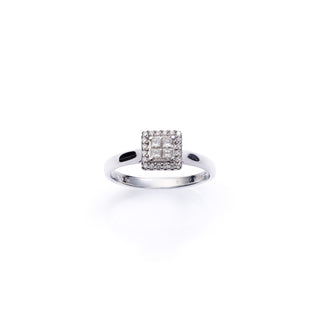 18ct White Gold Art Deco Style 0.25ct Square Setting Ring