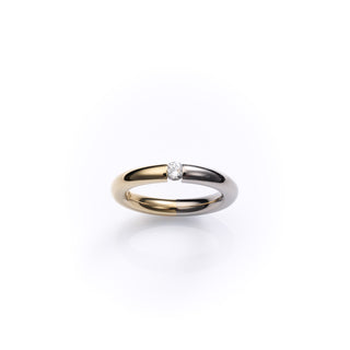 18ct White And Yellow Gold Tension Set Diamond Solitaire/Wedding Ring