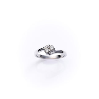 18ct White Gold 0.15ct Diamond Toi Et Moi Style Crossover Ring