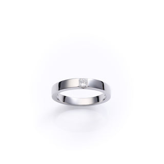 18ct White Gold 0.15ct Princess Cut Diamond Wedding Band Ring