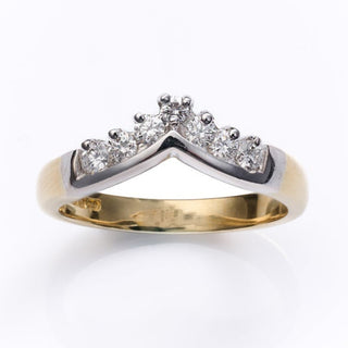 18ct Yellow And White Gold 0.35ct Diamond Wishbone Half Eternity Ring