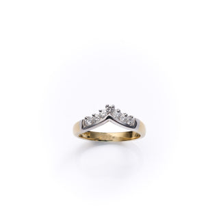 18ct Yellow And White Gold 0.35ct Diamond Wishbone Half Eternity Ring