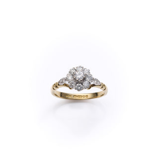 Vintage 18ct Yellow Gold 0.6ct Diamond Cluster Ring