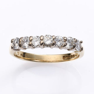 18ct Yellow Gold 7 Diamond Half Eternity Band 0.6ct