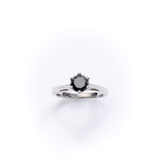 18ct White Gold Black 0.75ct Diamond Solitaire Ring