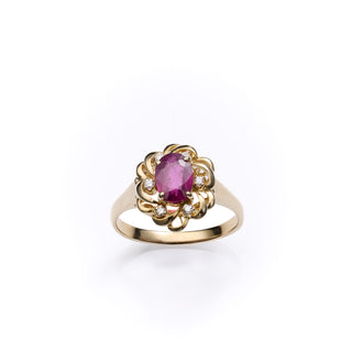 Vintage 18ct Yellow Gold Diamond And Ruby Ring