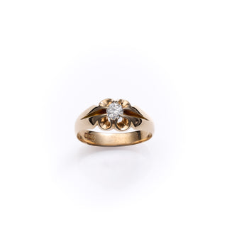 18ct Yellow Gold Antique Old Cut Diamond Gypsy Pinky Ring
