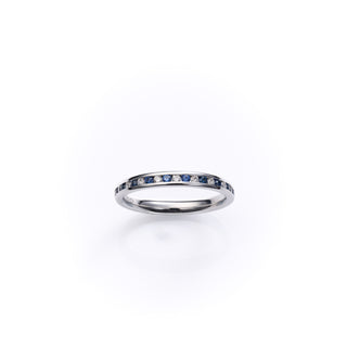 18ct White Gold Diamond And Sapphire Channel Set Half Eternity Ring