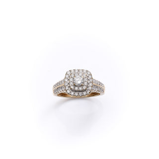 18ct Yellow Gold 0.75ct Natural Diamond Cluster Ring