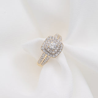 18ct Yellow Gold 0.75ct Natural Diamond Cluster Ring