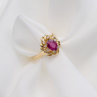 Vintage 18ct Yellow Gold Diamond And Ruby Ring